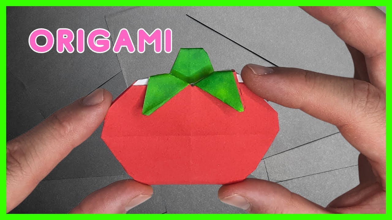 ⩥ Как сделать ПОМИДОР из бумаги 🍅 | Оригами ШАГ ЗА ШАГОМ ✅
