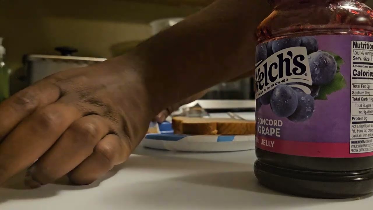Making a homemade Peanut Butter and Jelly sandwich 