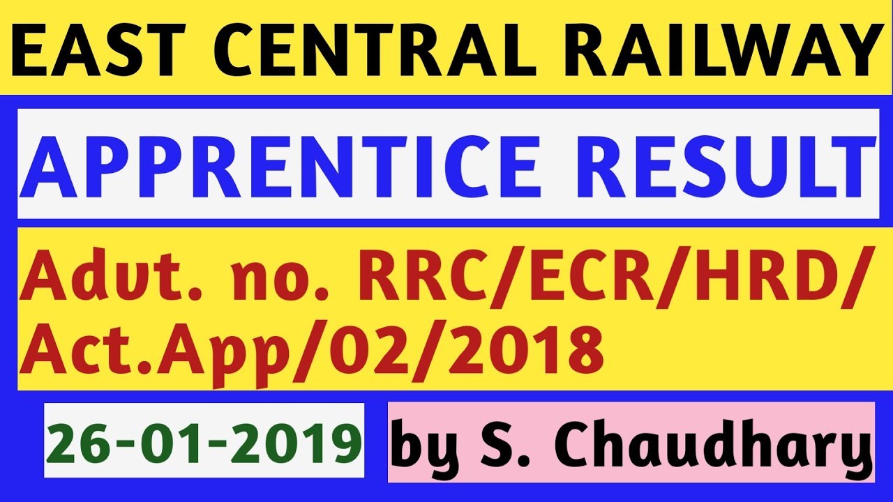 EAST CENTRAL RAILWAY (ECR) APPRENTICE RESULT 2019