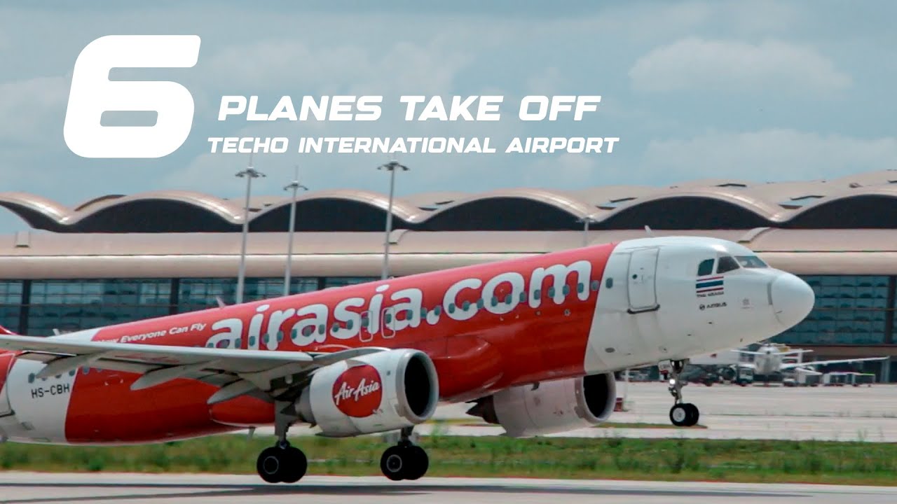 6 Planes Take Off  in Techo International Airport - ព្រលានយន្តហោះតេជោ | Park Tola & From Cambodia |