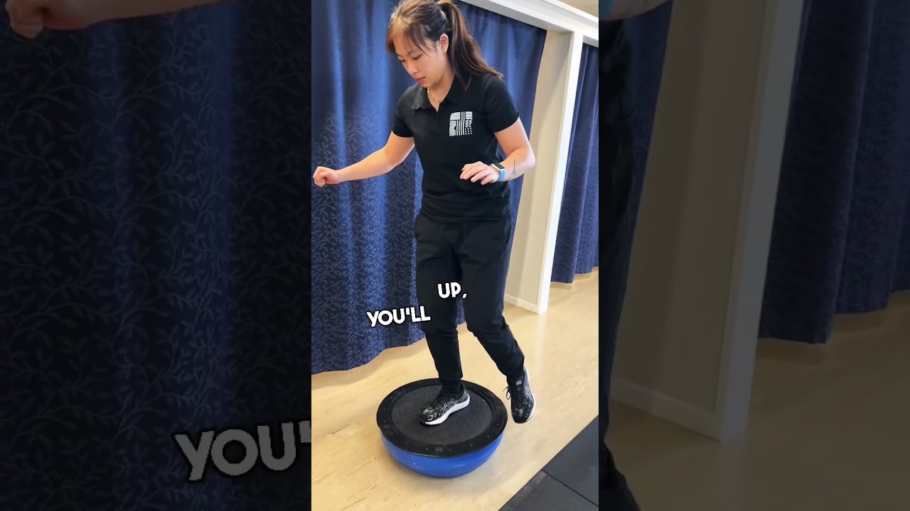 Flat side or dome side during balance training on a bosu ball? #shorts #bosuball #physio