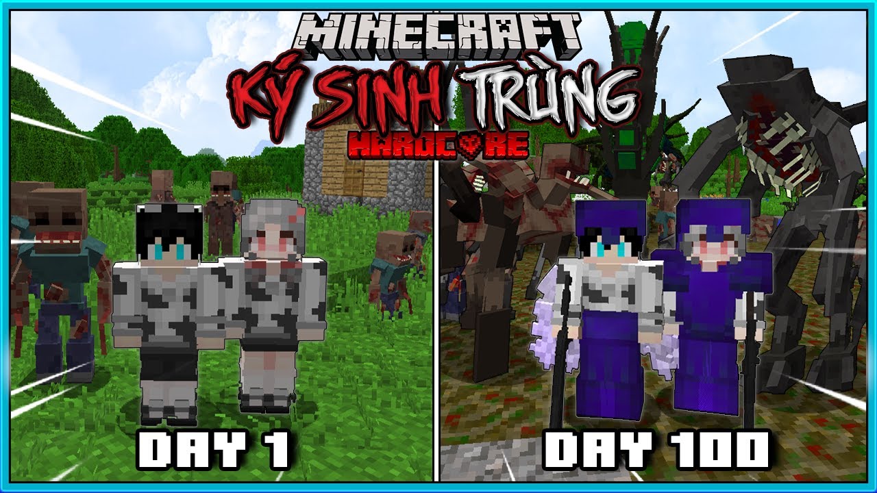 TÓM TẮT 100 NGÀY MINECRAFT KÝ SINH TRÙNG CÙNG NGƯỜI YÊU SIÊU KHÓ!!