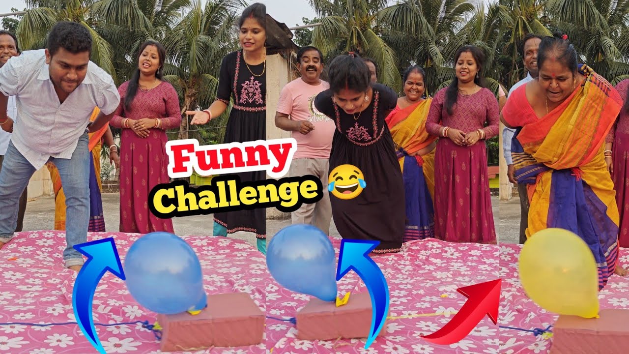 Popping Ballon With Head 😂 Very Challenging Funny Game