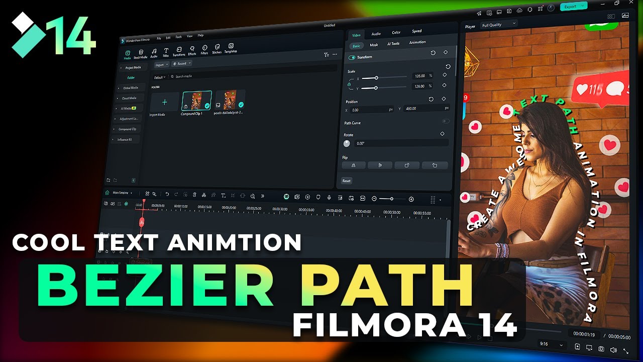 Text Animation for Filmora 14 (Bezier Path) - Beginner Tutorial