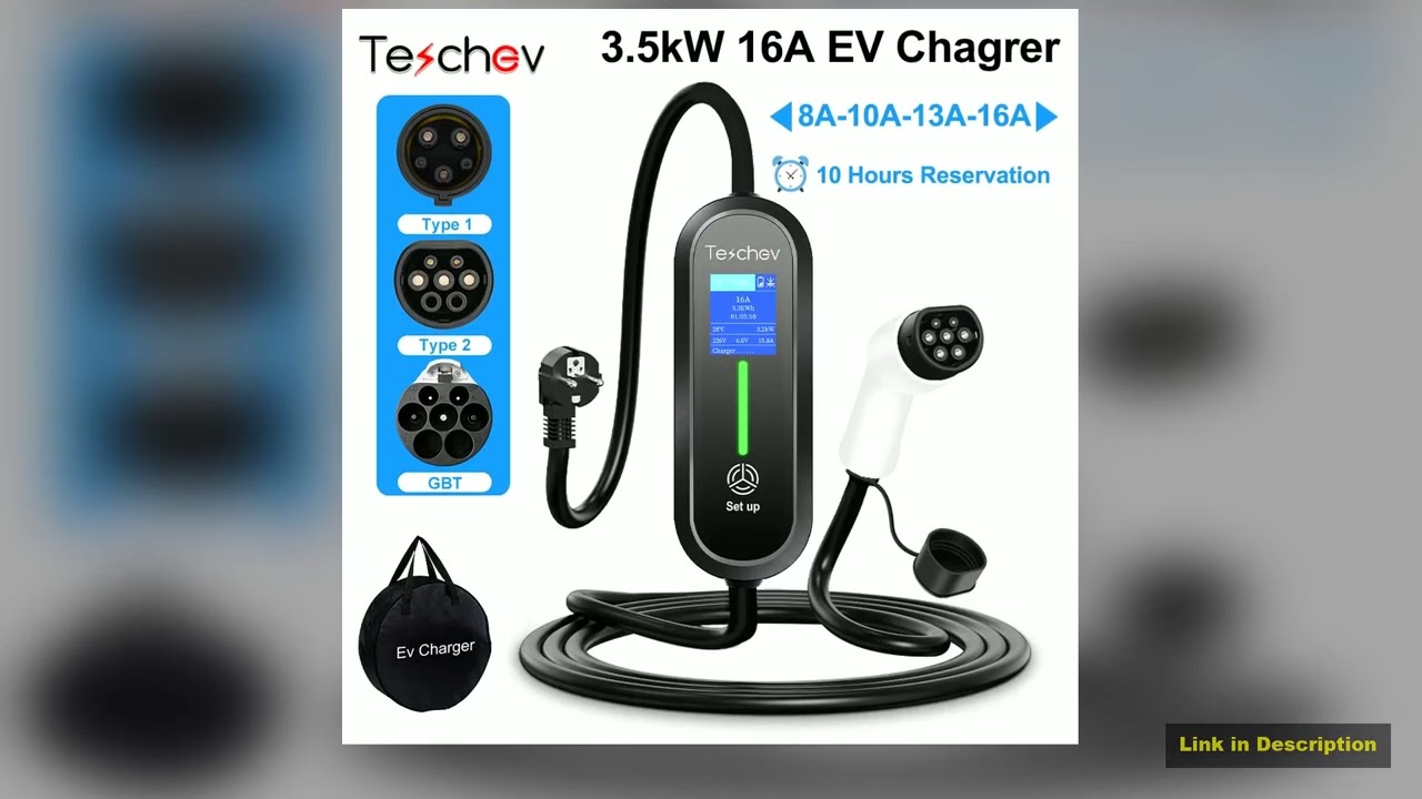 Teschev 16A Type 1 Electric Car Charger Type 2 Charging Cable GBT Charging Station Wallbox EVSE