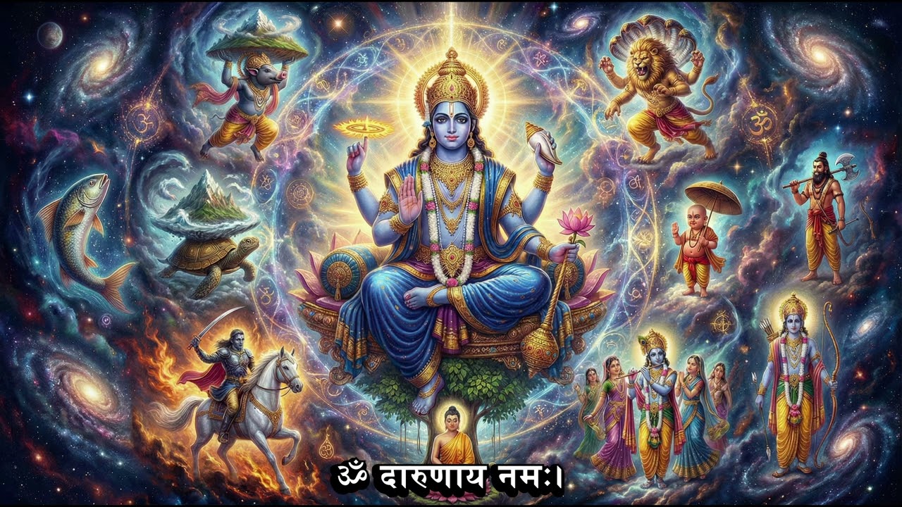 ॐ दारुणाय नमः। | Lord Vishnu Powerful Mantra | 1 Hour Meditation | Protection • Strength • Peace