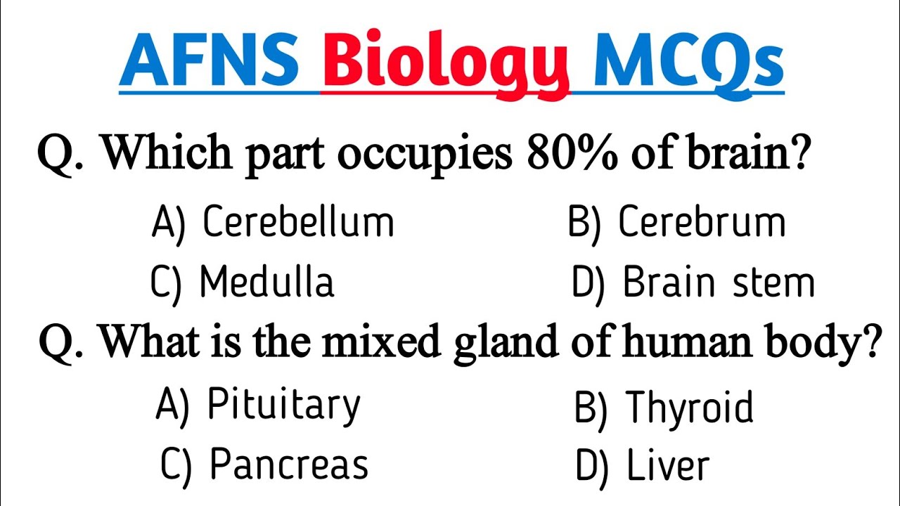 AFNS Biology Tests Important MCQS | AFNS Test Preparation 2023