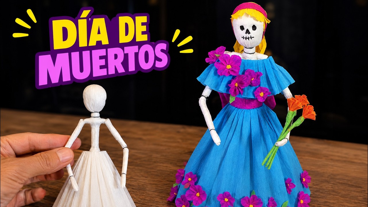 CÓMO HACER una CATRINA DE PAPEL para el DIA DE MUERTOS FÁCIL DE HACER