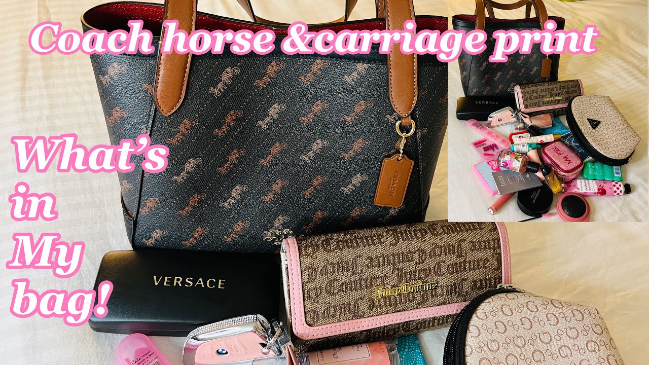 What’s in my bag!/ WHATS FIT IN! /COACH PRINT HORSE and CARRIAGE TOTE #whatsinmybag2022