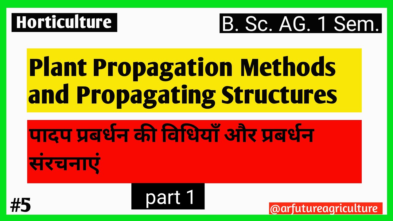 Part-1 | Plant Propagation Methods and Propagating Structures | Horticulture | Lec. No. 5 | All Exam