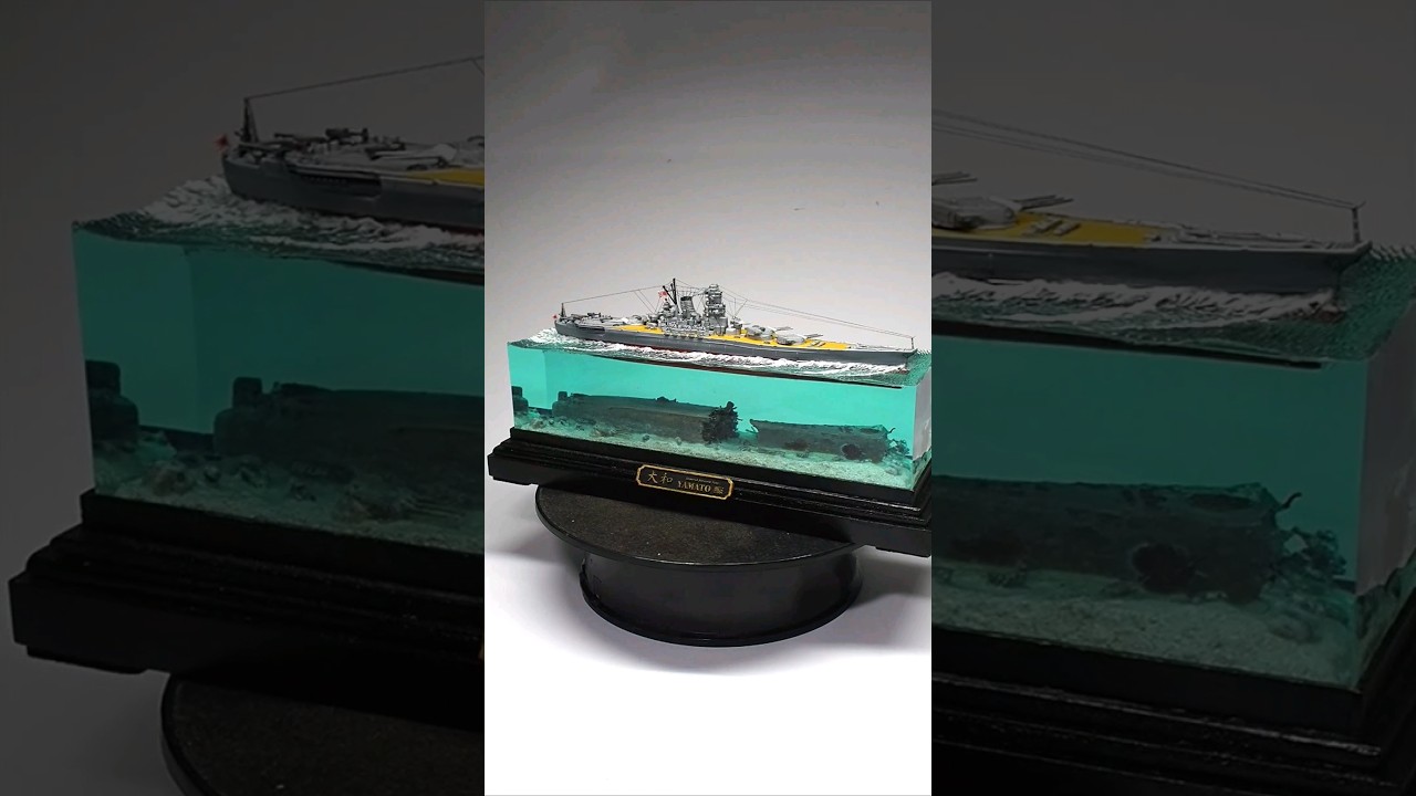 YAMATO before and after Diorama- Check Full video ☝️☝️ #shorts #diorama #resinart #battleship #ww2