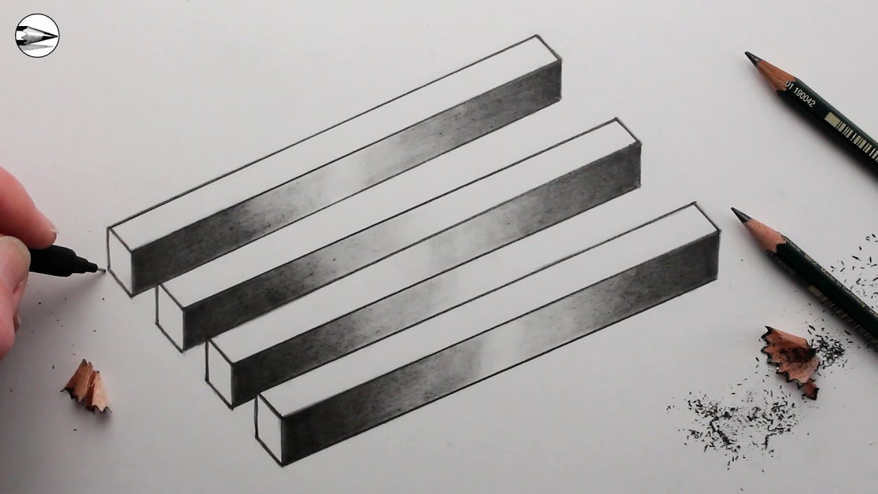How to Draw 3D Bar Trick Optical Illusion Easily
