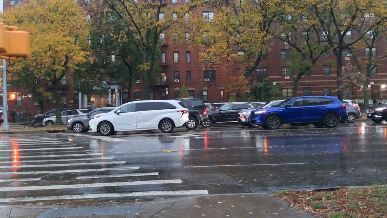 Walking in Heavy Rain on Ocean Parkway Brooklyn | NYC Fall Walk 2025