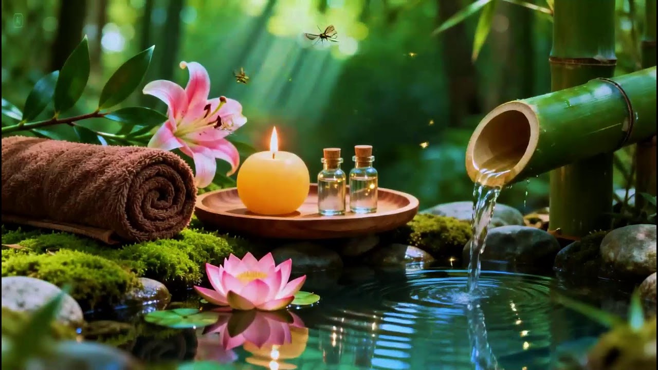 Relaxing Sleep Music with Bamboo Water Sound🌿Insomnia Relief,Calm Anxiety,Stress Relief & Meditation