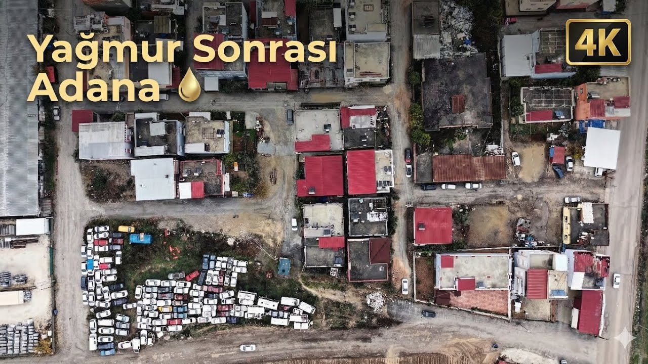 Yağmur Sel sonrası Adana'nın havadan drone ile g&ouml;r&uuml;nt&uuml;s&uuml; TV uyumlu 4K &ccedil;ekim
