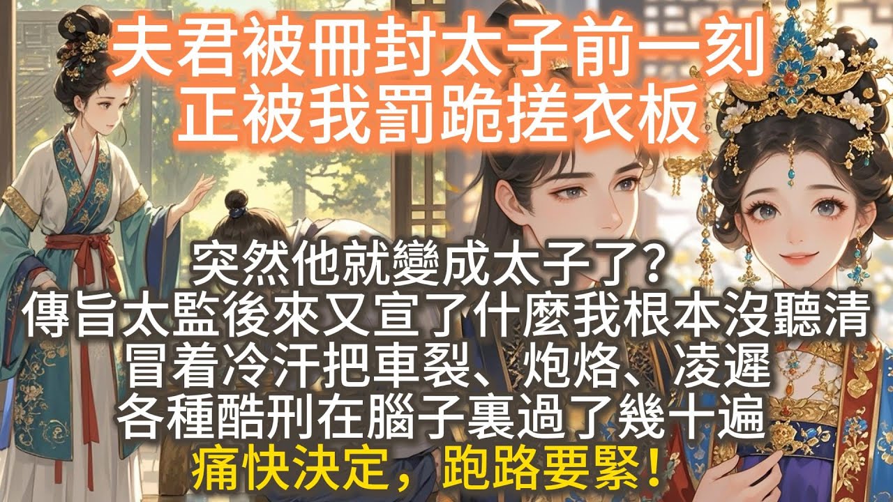 完結甜寵爽文：夫君被冊封太子，前一刻正被我罰跪搓衣板。傳旨太監又宣了什麼我根本沒聽清，冒着冷汗把車裂、炮烙、凌遲各種酷刑在腦子裏過了幾十遍。痛快決定，跑路要緊！可還不等我尿遁，就被夫君揪住了命運的後頸