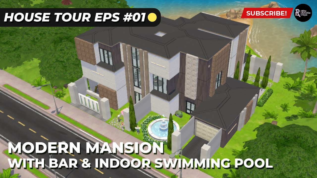 House Tour : MODERN MANSION WITH INDOOR SWIMMING POOL - MODERN HOUSE | The Sims Mobile | Eps #01