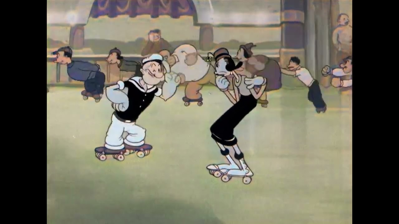 Popeye   A Date To Skate 1938 4K 60FPS  Colourised  Restored1080P HD720P 60FPS