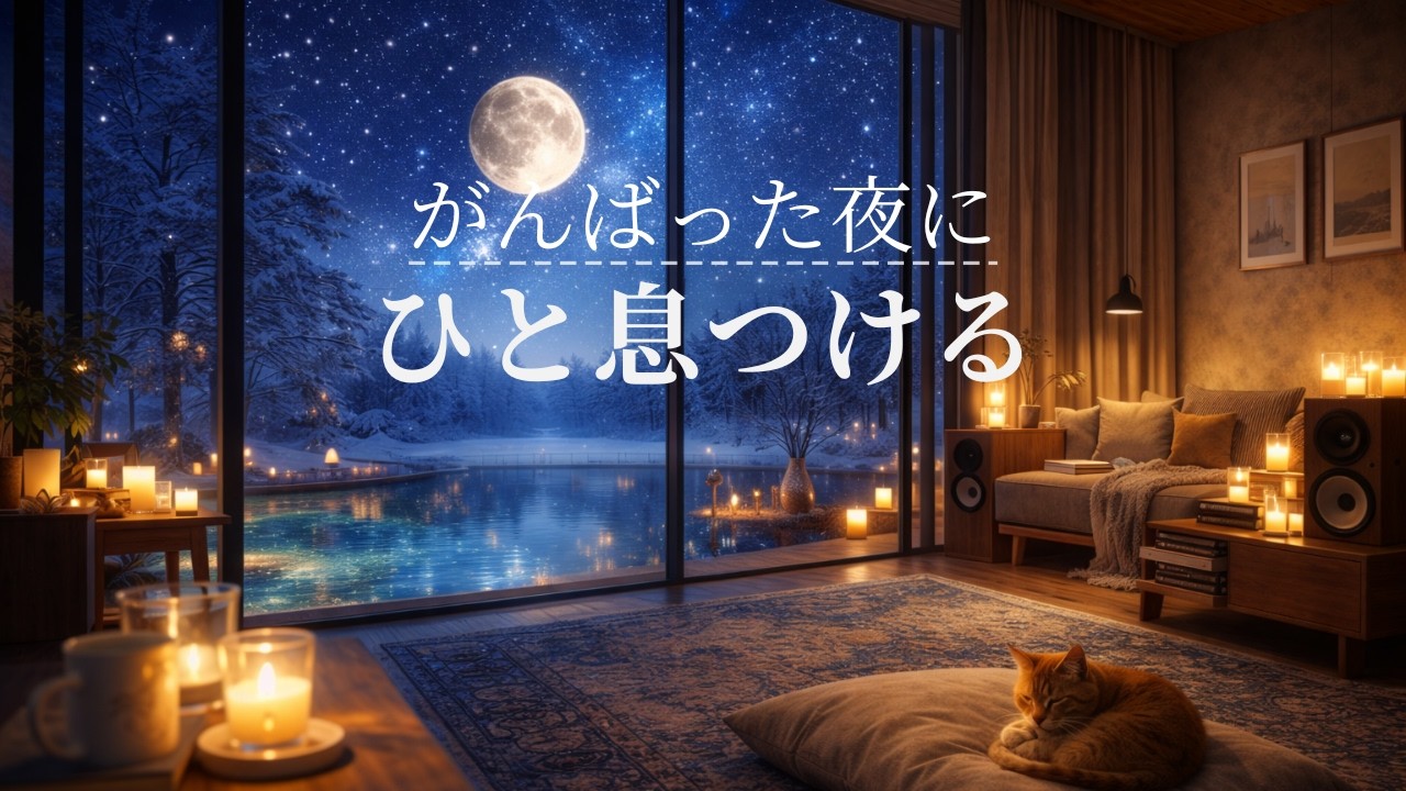 【夜の癒しBGM】猫と月明かり、心ほどける1時間。｜Cat & Moon Calm – Lo-Fi 🌙