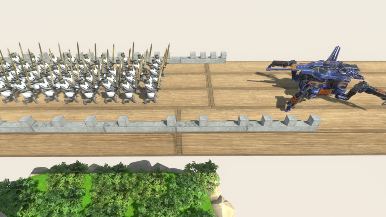 100 Knight Army on Bridge ARBS Animal Revolt Battle Simulator