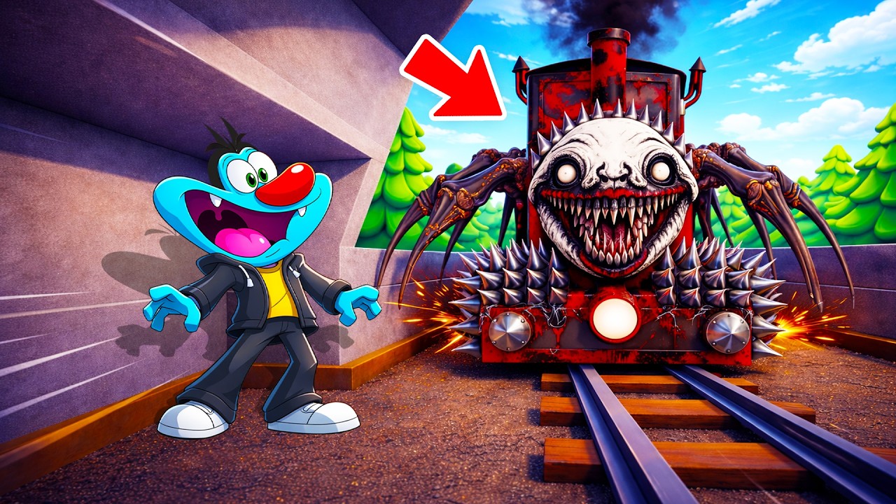Oggy Trying Not To Run Over By Choo Choo Charles 🤣ft.Oggy)