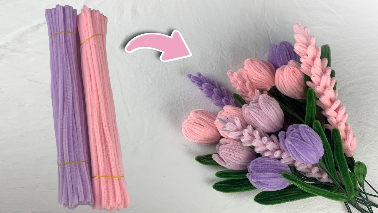Einfache DIY-Blumen: Tulpen und Lavendel aus Pfeifenreinigern selber machen! 🌷💜 | Rosenduft-Boutique