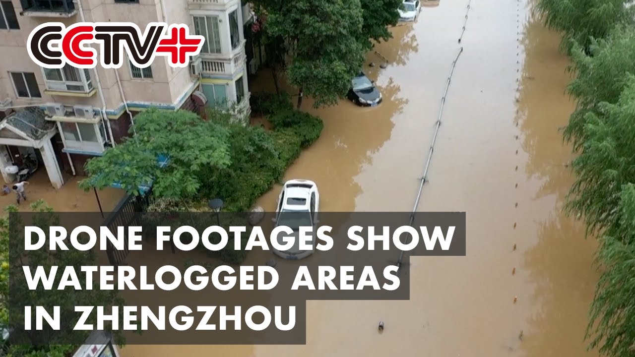 Drone Footages Show Vast Waterlogged Areas in Zhengzhou
