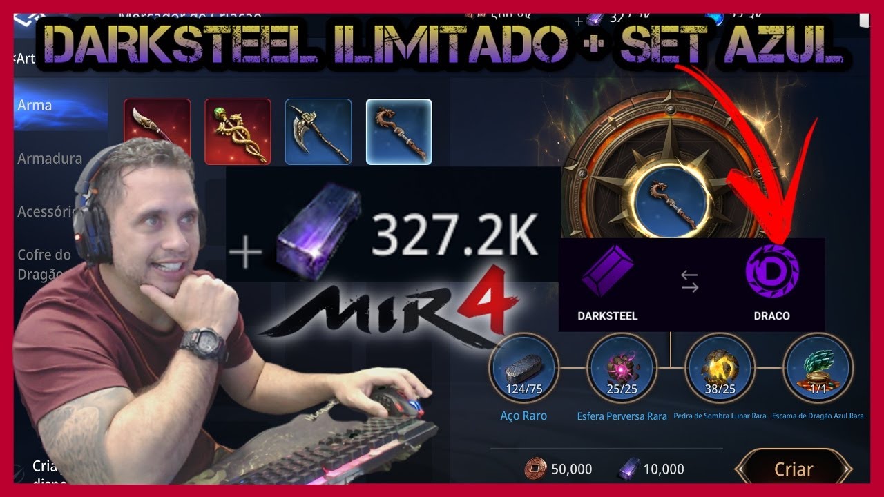 MINERE DARK STEEL ILIMITADAMENTE + CRAFT DE SET AZUL! REVELADO O SEGREDO! FATURE  $$$ - MIR4 NFT