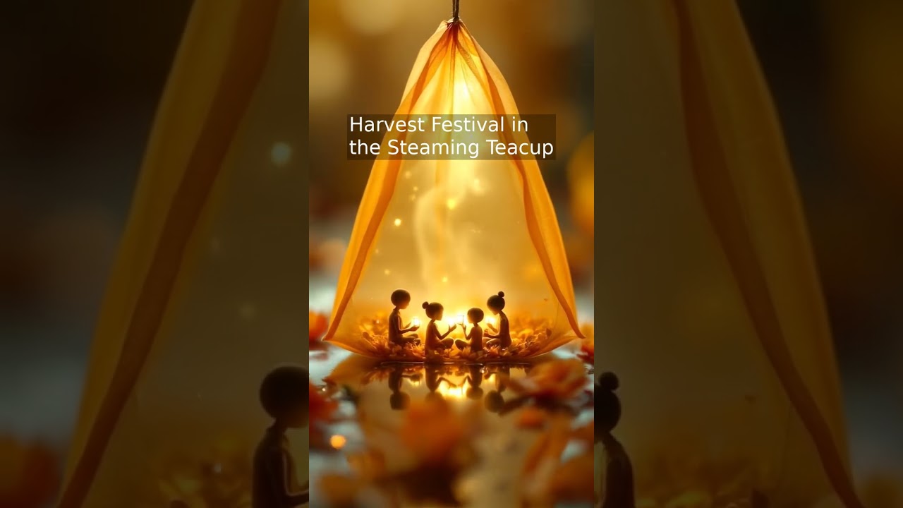 Harvest Festival in a Steaming Teacup | Cozy Tiny World Celebration #shorts