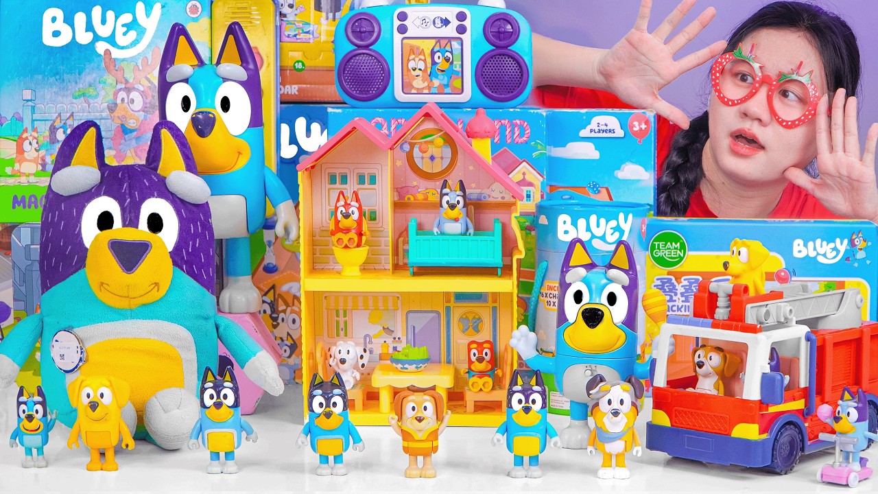 Bluey Toy Collection Unboxing Review 💙 Bluey Mini Home Playset & Bluey Firetruck Playset