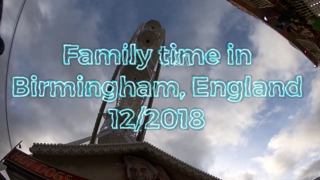 Birmingham England UK December 2018 Ferris wheel, ice skating, & Bull Ring market