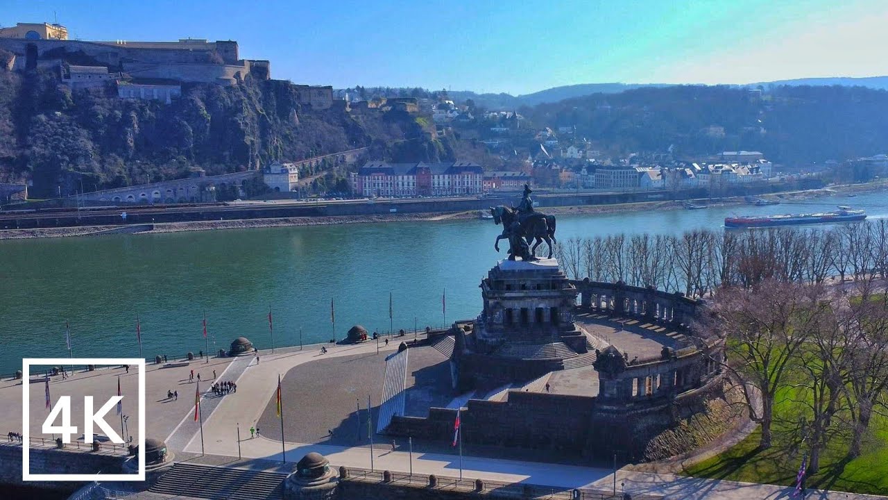 Calming Aerial View of Koblenz, Germany, with Relaxing Music