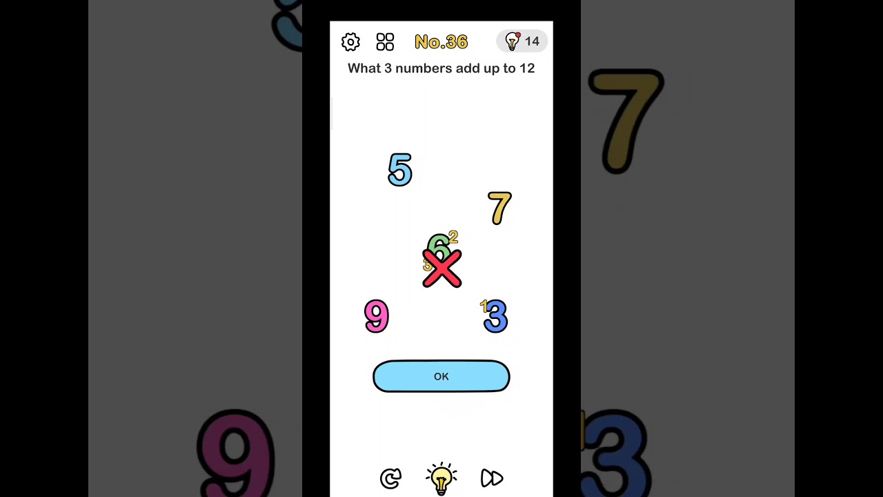 #Answerbrainoutlevel36 Brain Out Level 36 Puzzle - What 3 numbers add up to 12 #BrainOutGaming