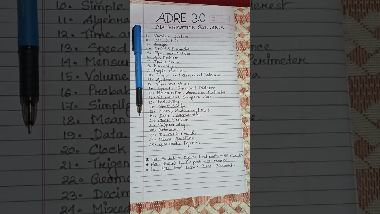 Adre 3.0 Mathematics Syllabus 📚