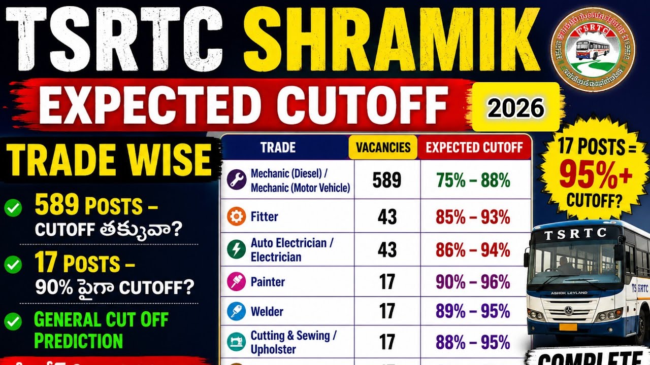 TGSRTC Shramik Expected Cut-Off 2026 #rtc #shramik #cutoffmarks