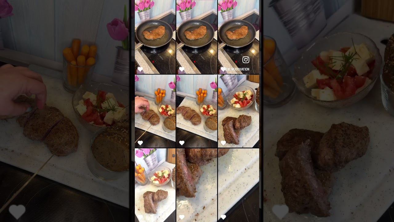 Rindersteak mit Salat und Brot #food #dinner #cooking