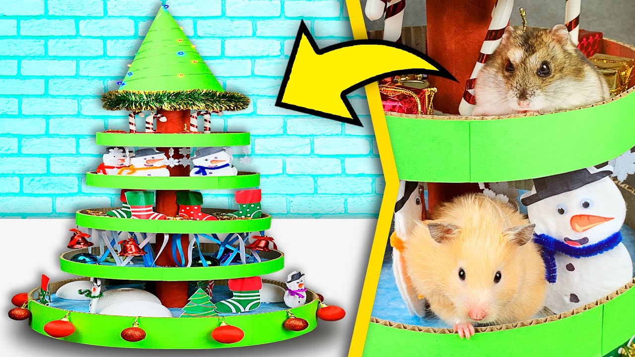 Hamsters in 5-Level New Year Tree Maze 🎄 | Christmas Tree Maze DIY