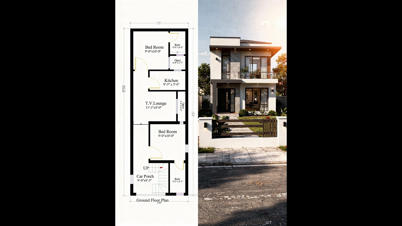 15*45 house plan|15x45 house plan| Modern 3BHK Home Design | 15x45 house plan #ghar ka design 2026