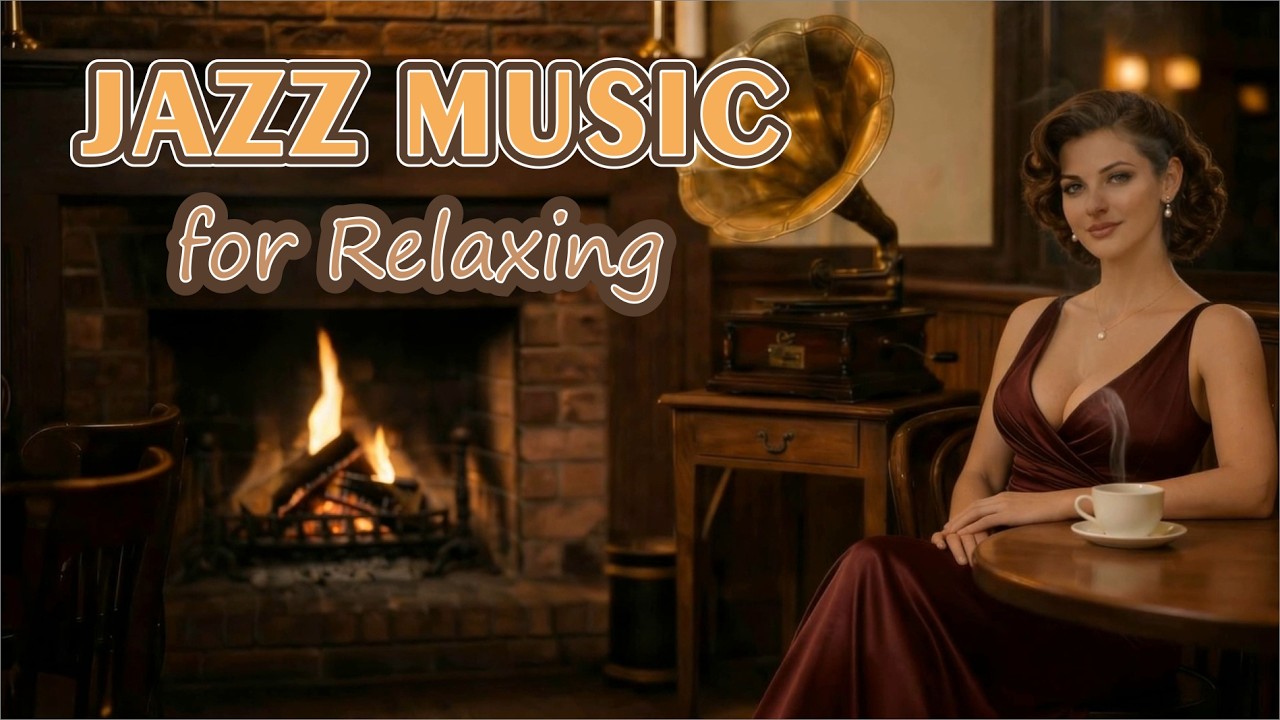 Late Night Jazz Music 🌙 Warm Fireplace & Cozy Café Ambience