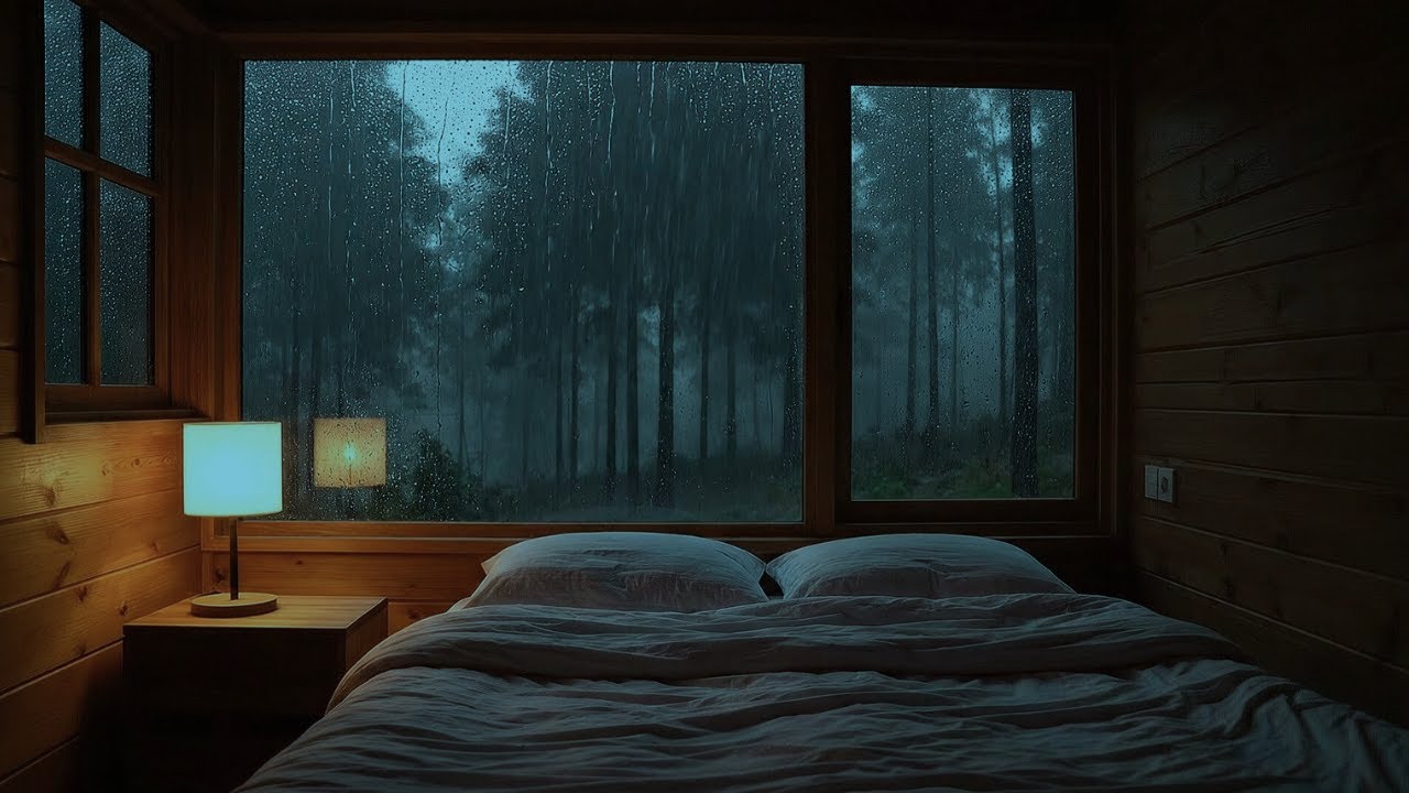 Rainy Forest Night with Soft Piano Music for Deep Sleep, Relaxation, Study & Stress Relief
