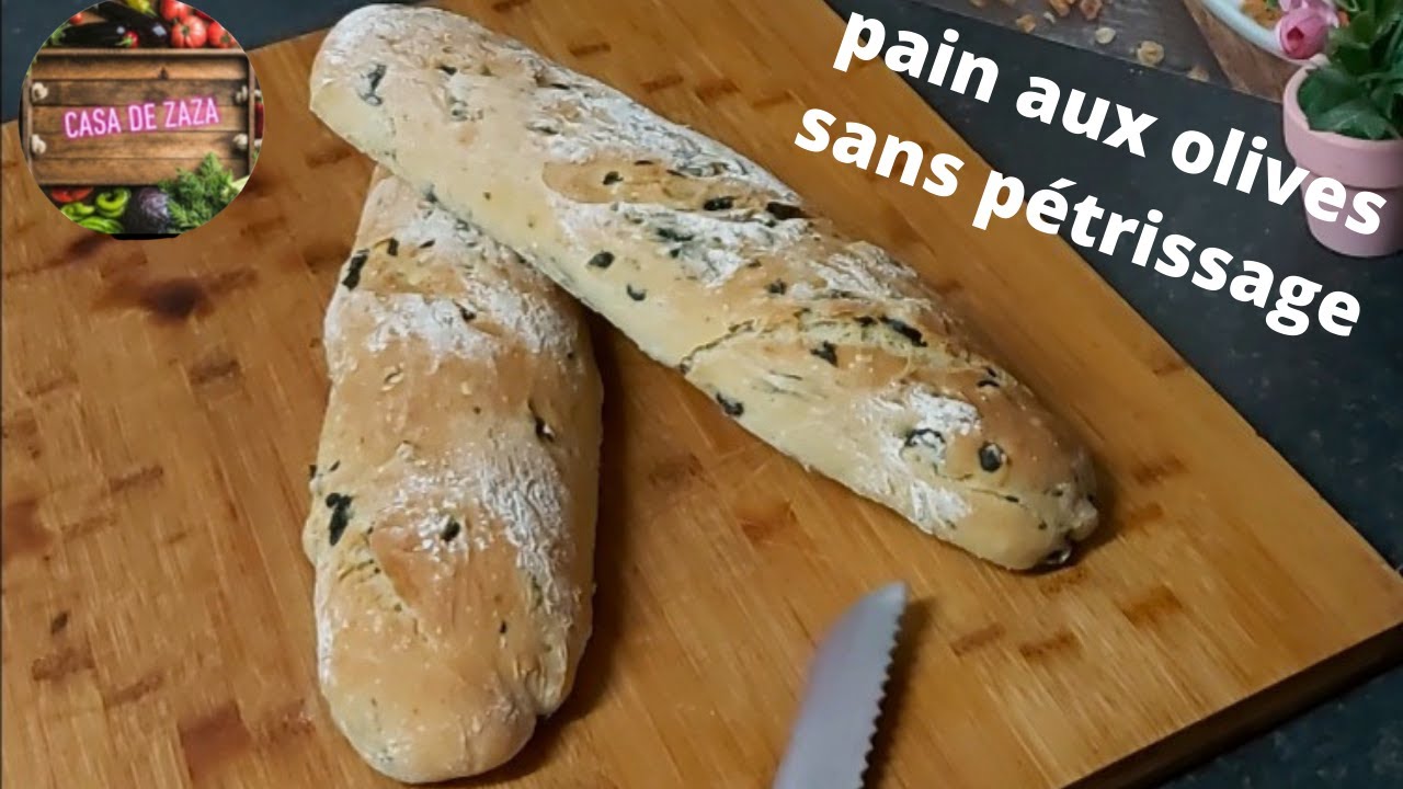 Recette très facile et sans pétrissage de Pain aux olives, 🥖👍💯inratable et super bon!!