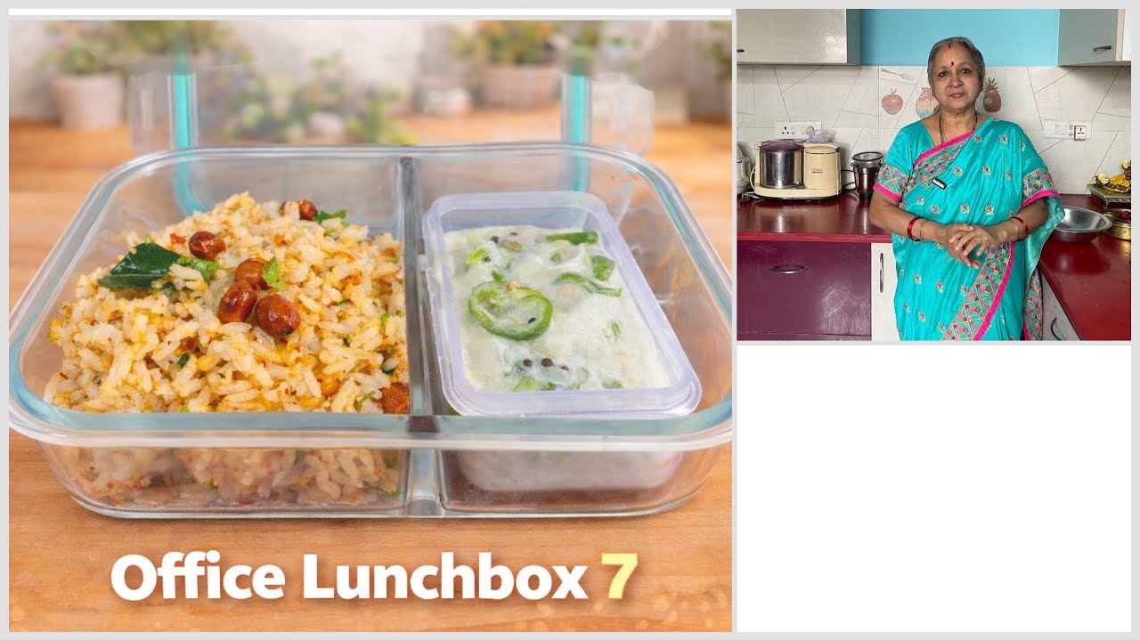 Easy  Peanut Rice & Cooling Cucumber Raita I Office Lunchbox