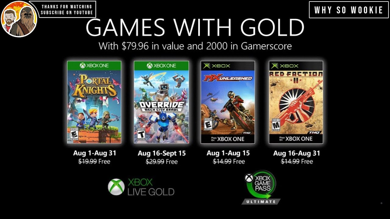 NEW GAMES WITH GOLD AUGUST 2020