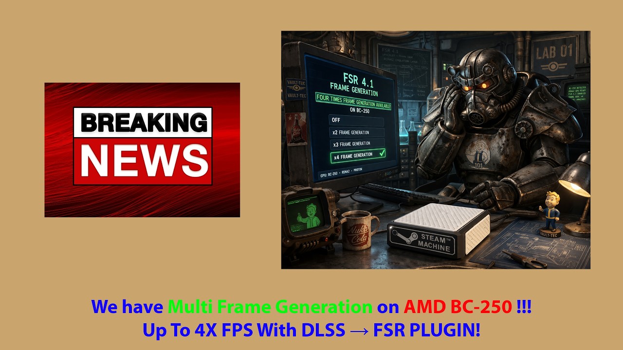AMD BC-250 Breaking news - Multi Frame Generation in few clicks via Decky Loader DLSS Enabler plugin