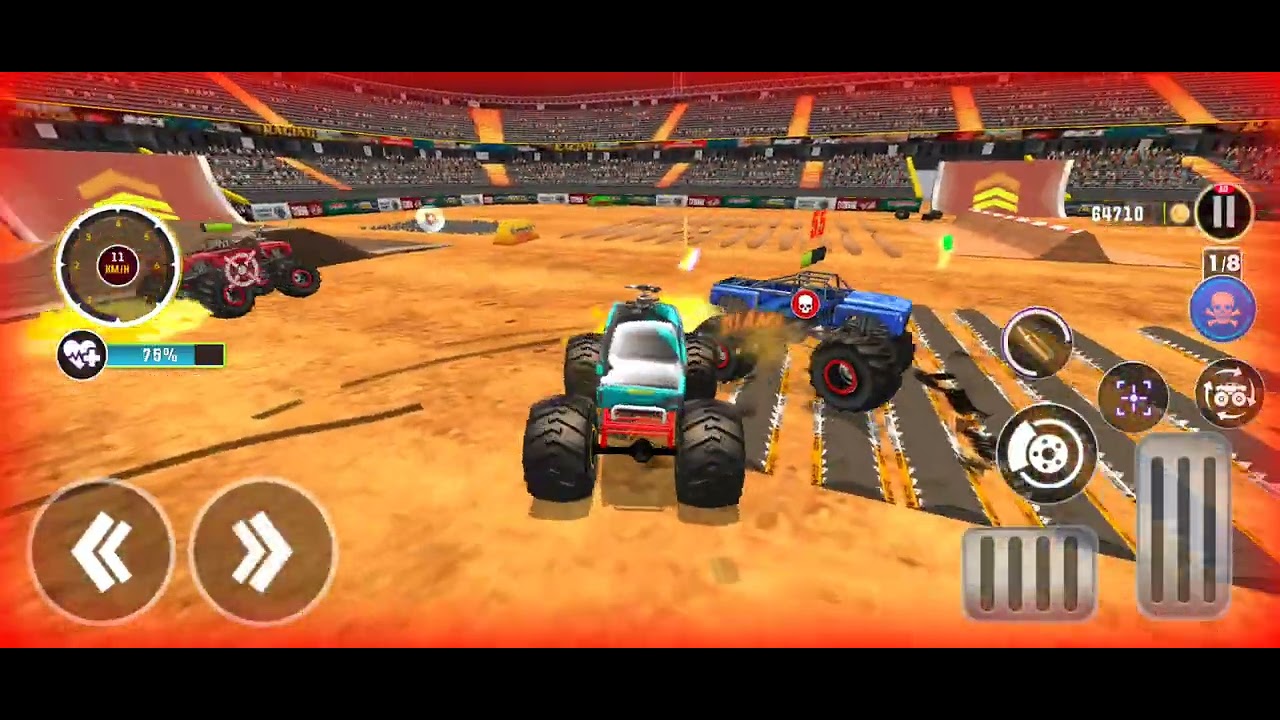 Monster truck driving stunts racing game play with me 🐊 heavy fight #new #edit #explore #nature ... 