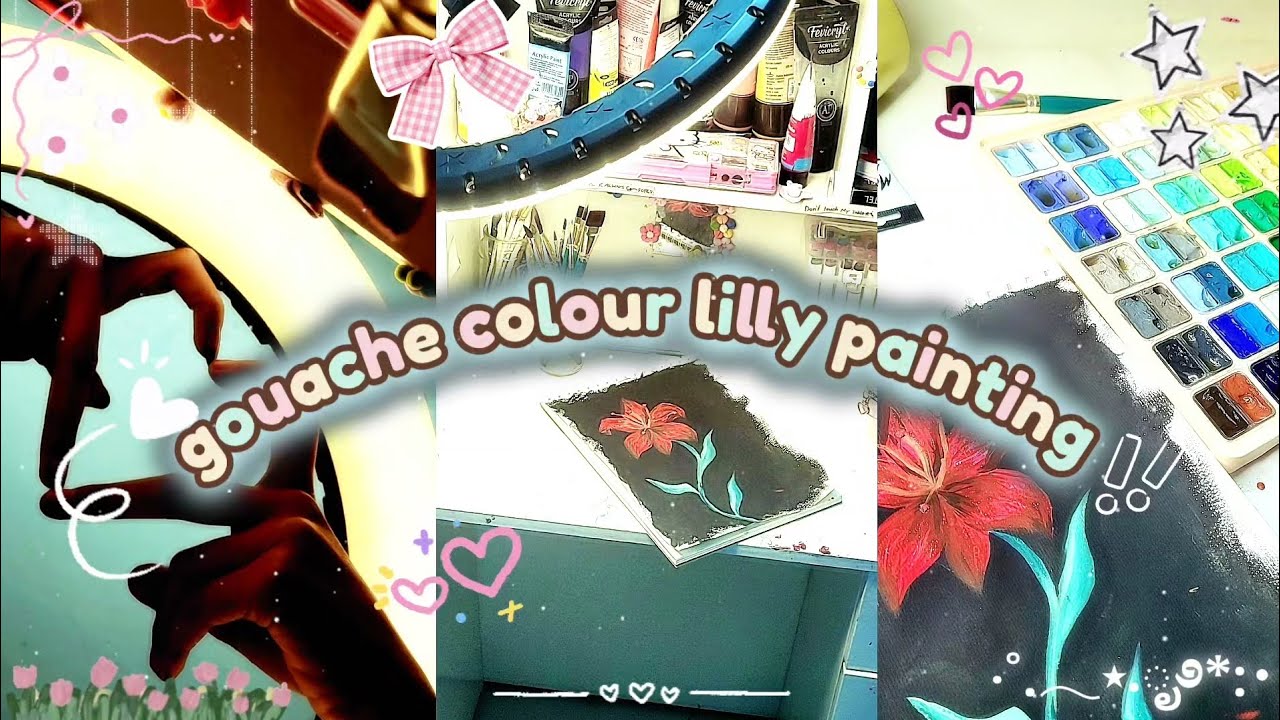 🎨 Gouache Lily Flower Painting Tutorial | Easy Step-by-Step Floral Art 🌸