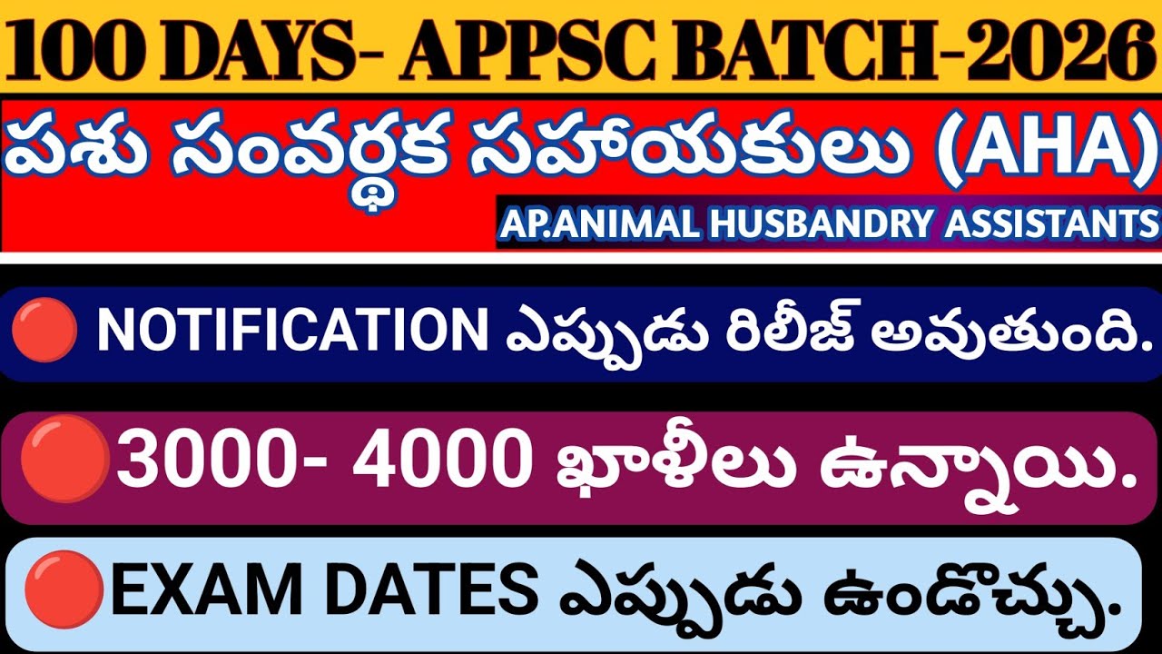 APPSC || ANIMAL HUSBANDRY ASSISTANT NOTIFICATION DETAILS 💥 VACANCY LIST 💥 EXAM DATES COMPLETE DET...