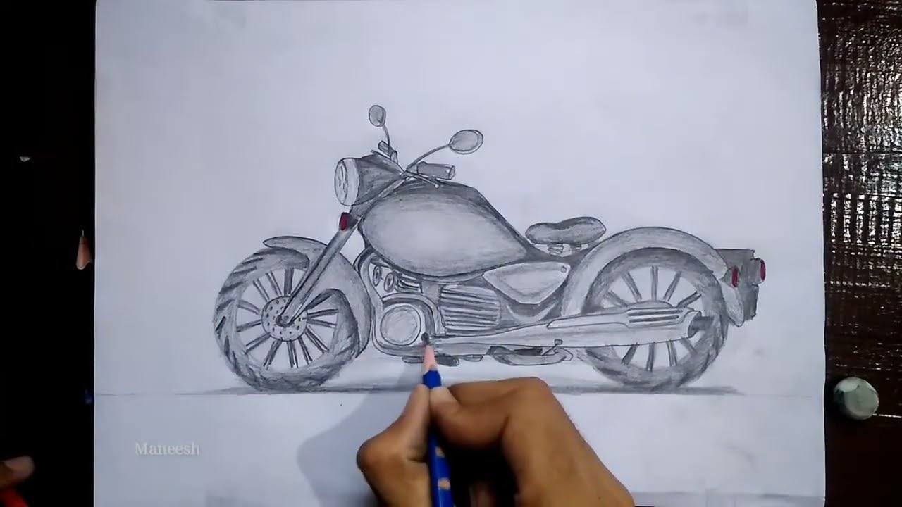 how to draw motorcycle part 2