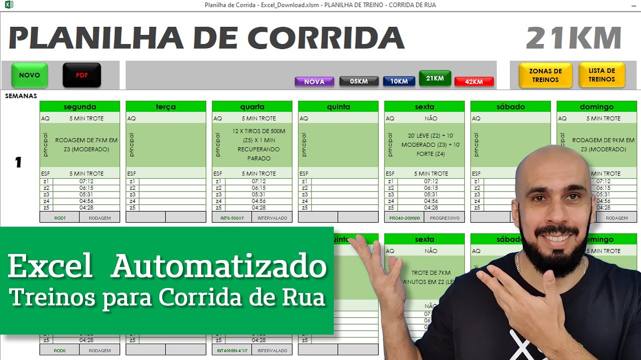 TREINO DE CORRIDA - PLANILHA EXCEL AUTOMATIZADA