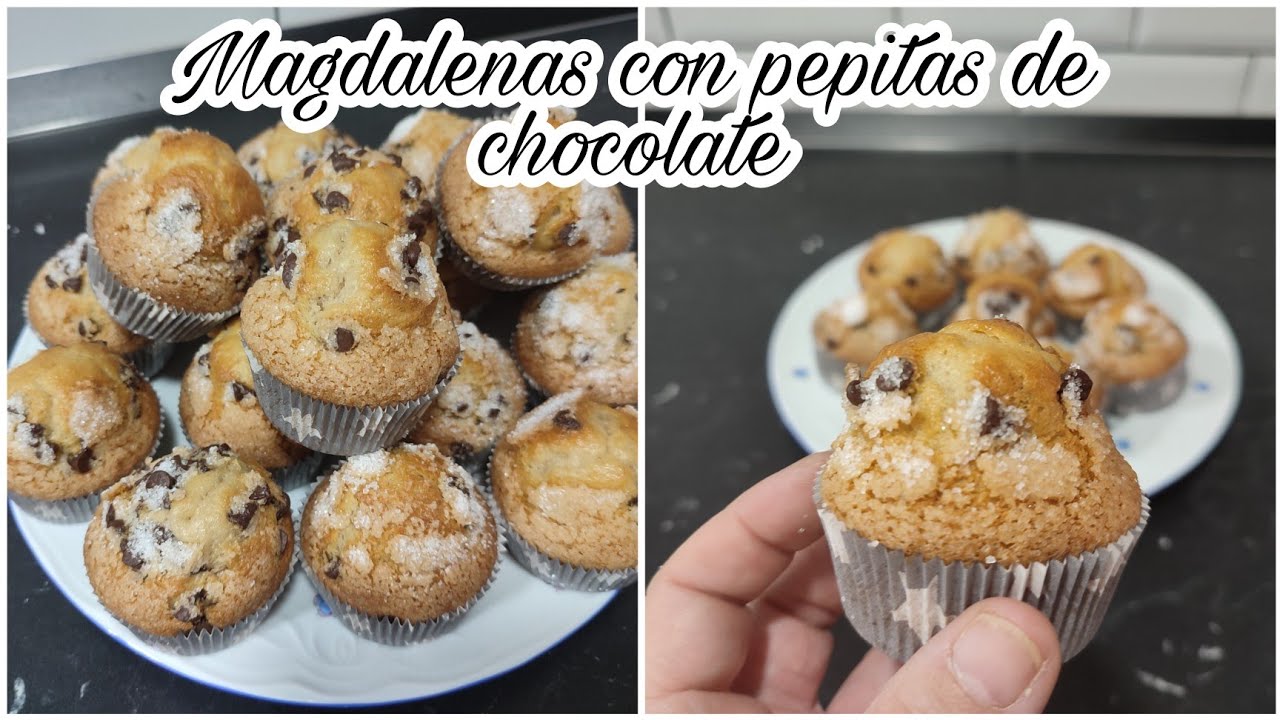 Magdalenas con pepitas de chocolate,Esponjosas y buenisimas//En la Mambo de cecotec